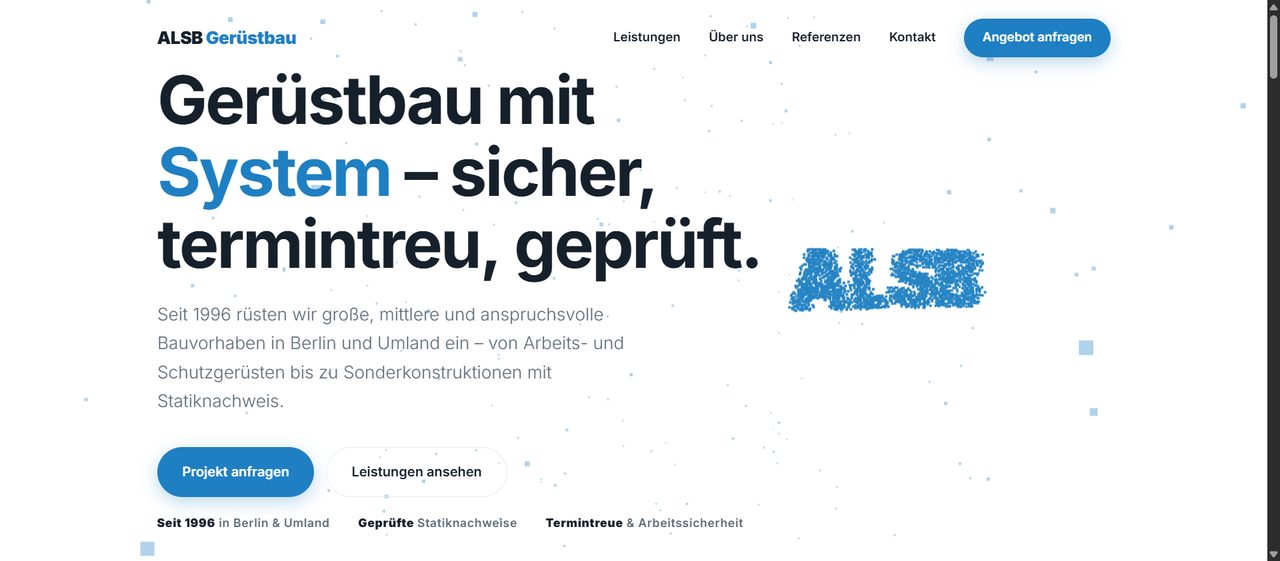 Website für ALSB Gerüstbau — Gerüstbau im Raum Berlin & Umland