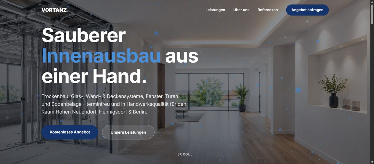 Website für Vortanz Montageservice — Trockenbau & Innenausbau in Hohen Neuendorf