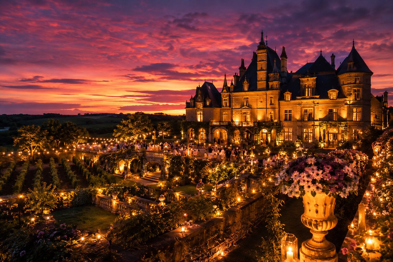 Schloss in der Abenddämmerung (KI-generiertes Bild)